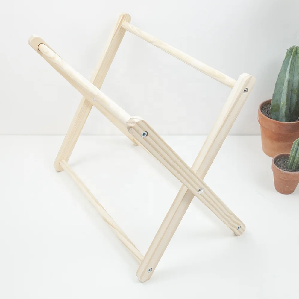 Macrame Magazine wooden  Rack Magazine Holder Storage Basket Standing Rack