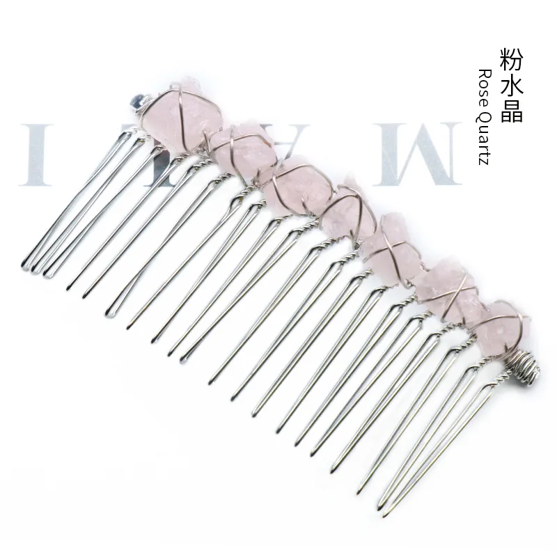 Girl Ladies Party Engagement Raw Quartz Natural Crystal Stone Women Hair Decoration Accessories Bridal Hair Clip Comb Clip