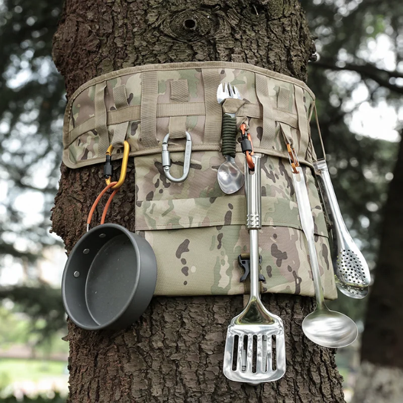 Portable Outdoor Multifunctional Storage Bag Camping Climbing Running Tree Hanging Design Steel PP Oxford Material Barbecue