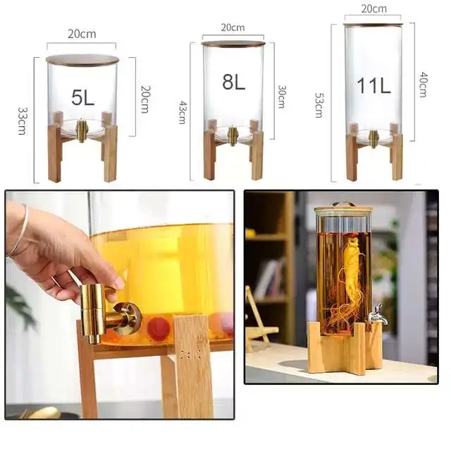 High selling 5L 7.5L 10L Reusable Borosilicate Glass Glass Beverage/Beer glass jug with tap