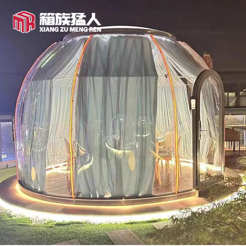 Luxury Geodesic Dome Full Glass Cover Transparent Starry Sky Outdoor Bubble House for Camping Home