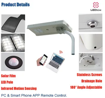 LEDbow Top solar aluminum light pole design for outdoor in smart cities