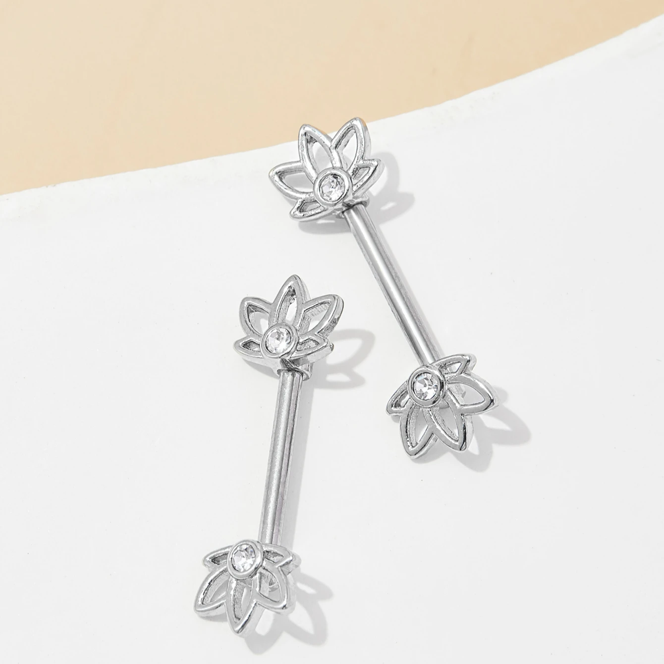 316l Stainless Steel Jewelry Inlaid Zircon Ring Nail Tongue Nail Sexy Luxury Gold Plated Nipple Piercing Titanium Jewelry