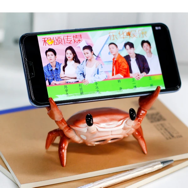 Creative Crab Shaped Desktop Mobile Phone Holder,  Muliti-function Mini BT Wireless Portable Speaker for Home Car Office