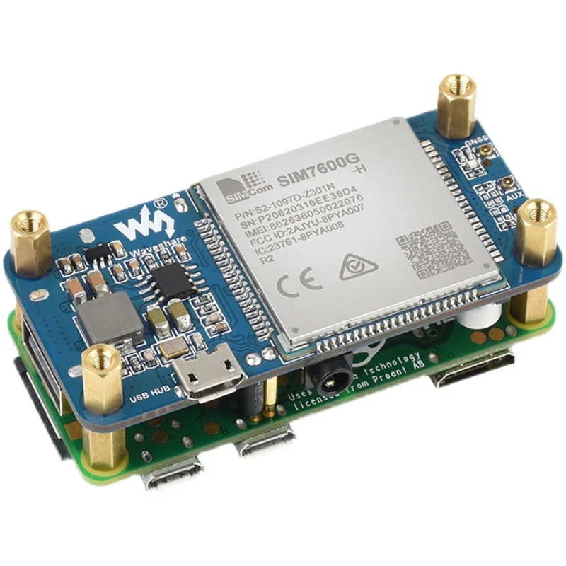 SIM7600G-H 4G HAT with antenna kit for Raspberry Pi,  Support, GPS Glonass GNSS Positioning, Global Band