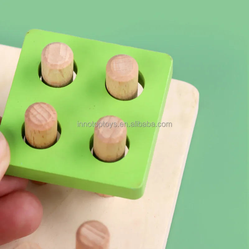 Wooden Block Set Colorful Magnetic fishing toys Cognitive Geometric Blocks Stacking Game For Kids