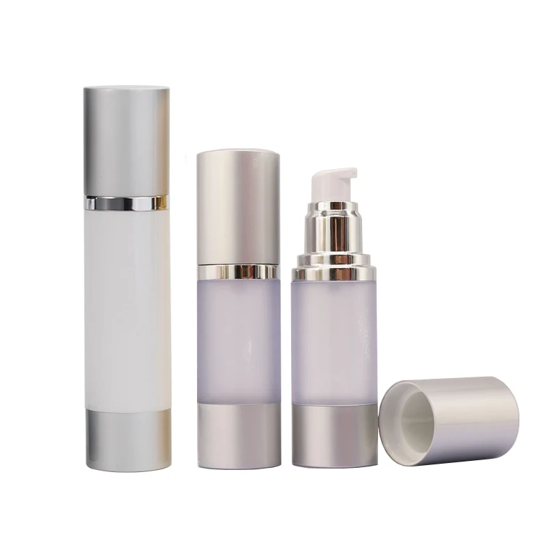 China best quality matte silver or matte gold airless bottle gold vacuum cosmetic bottle matte golden CREAM PUMP BOTTLE