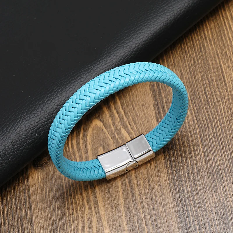 Popular Couple Bracelet Personalized Magnet Buckle Bracelet Vintage Multicolor Woven Leather Bracelet for Women Men