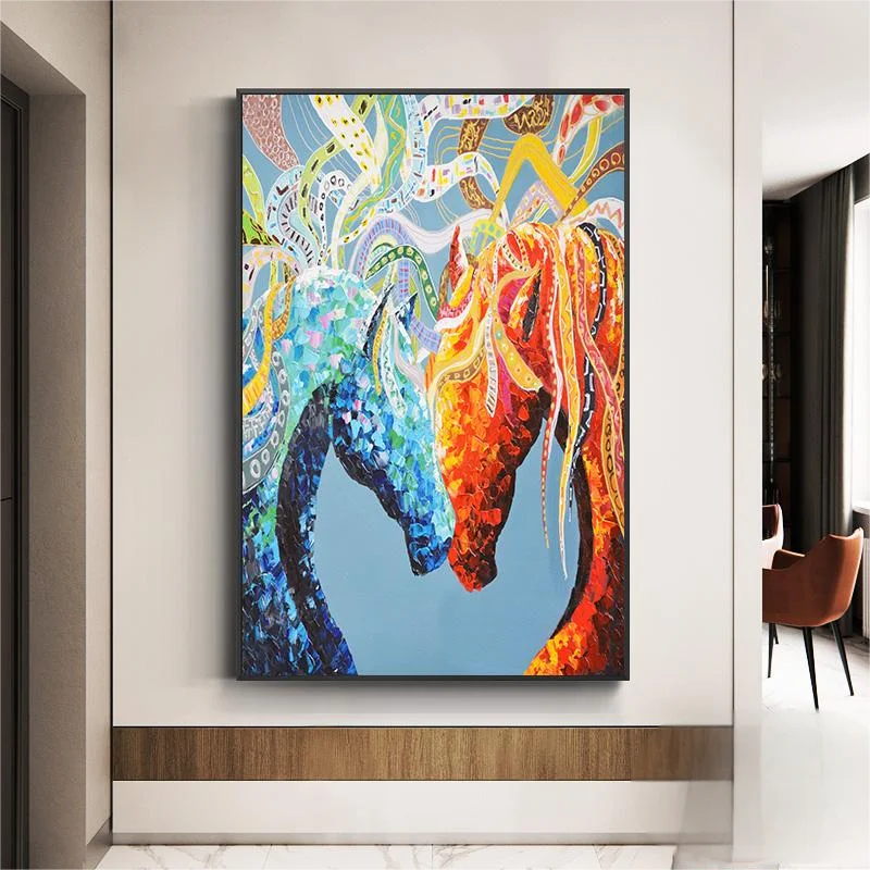 Rainbow Horse Art Mosaic Mural Custom Hand Cut Mosaic Pattern for Wall and Floor Decoration