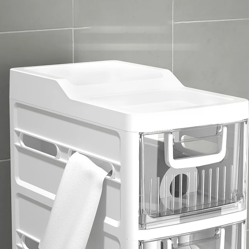Wannuo Modern White Three-Tier Plastic Bathroom Storage Cabinet Waterproof Bathroom Organizer