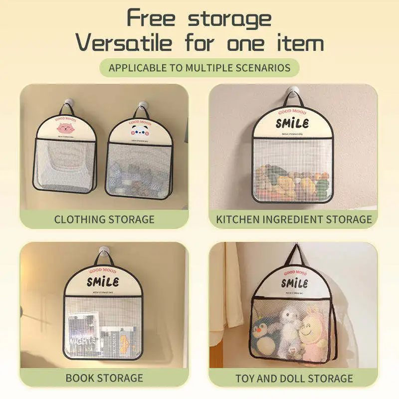 Multi-Functional Large Capacity Cartoon Hanging Storage Portable Toys Clothes Organizer Bathroom Storage Mesh Bag Toiletry Bag