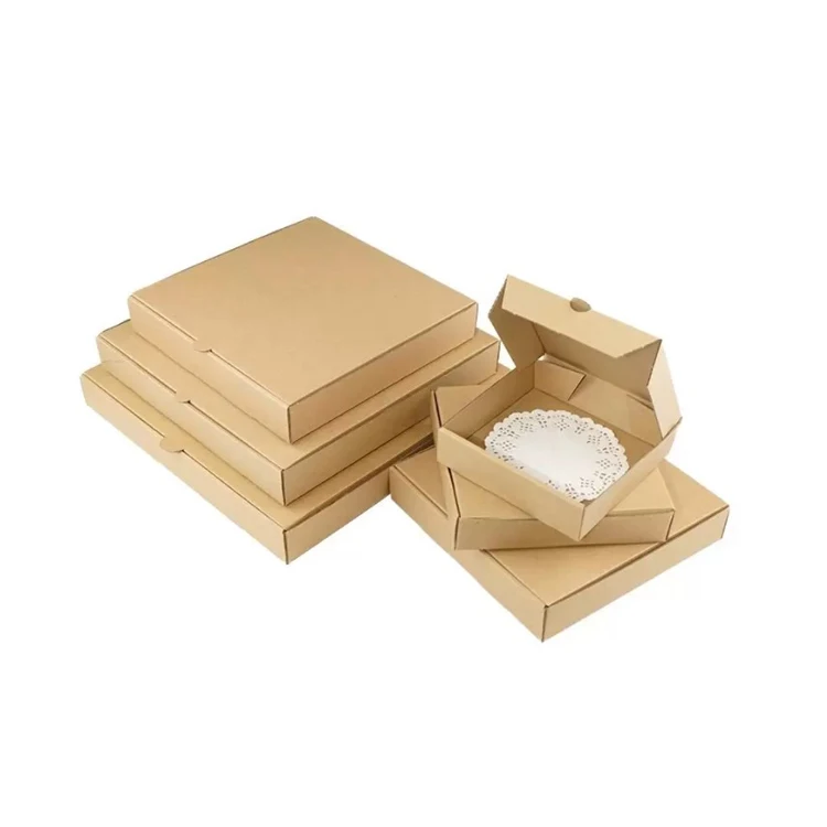 Kraft Box Pizza 3-layer Corrugated Po Square Packaging Support Custom Size box Print Logo