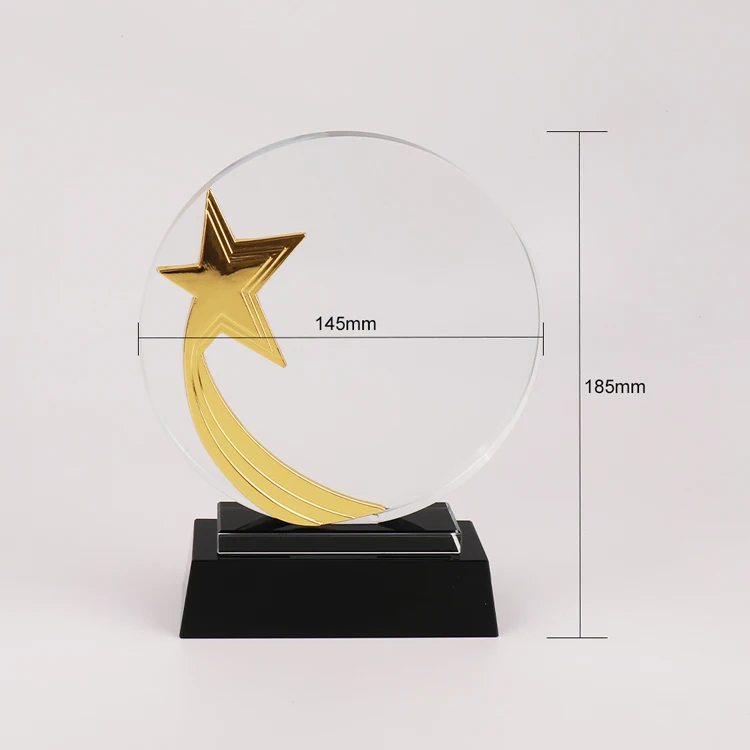 Gold silver bronze resin Star Glass Crystal  plaque Trophy and Award MH-NJ0167