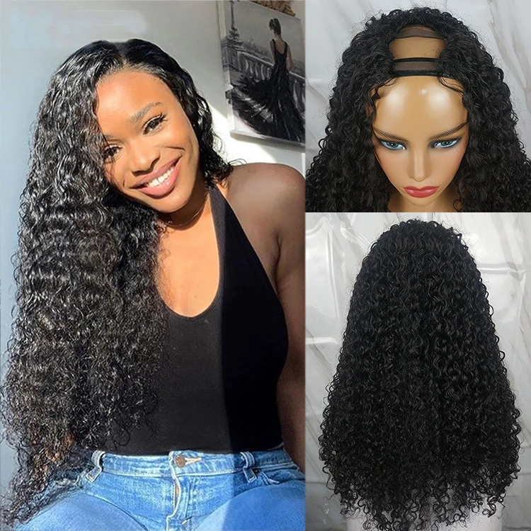 Hot Beauty Kinky Curly U Part Wig Human Hair Wholesale Virgin Wigs Human Hair 100 Human Hair Wigs