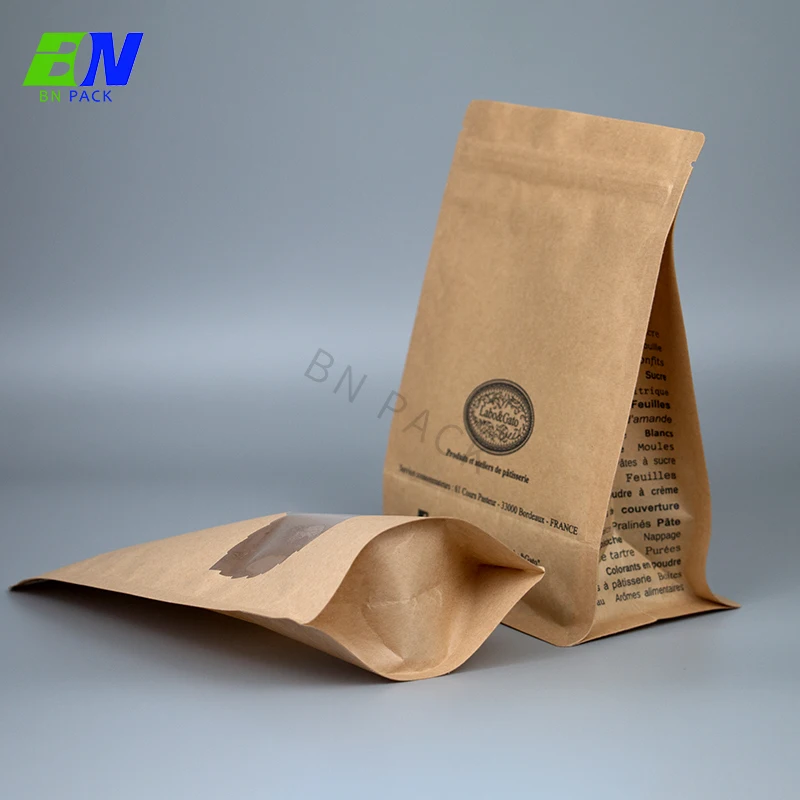 resealable kraft paper festival party packaging small bags recyclable food paper doypack stand-up pouch zipper bag