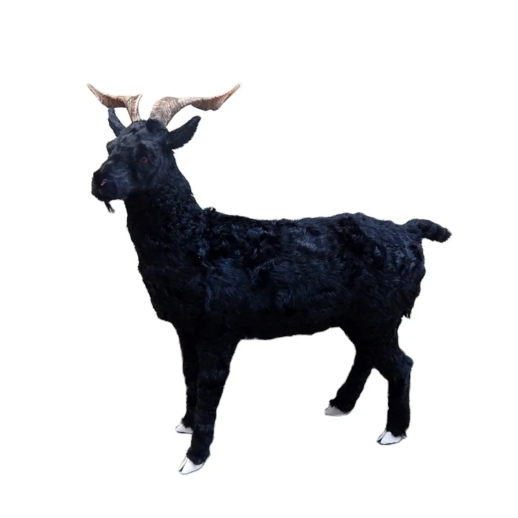 Simulation Black Goat Model Big Goat Ornaments Simulation Animal Props Leather Goat Hair Large Black Sheep