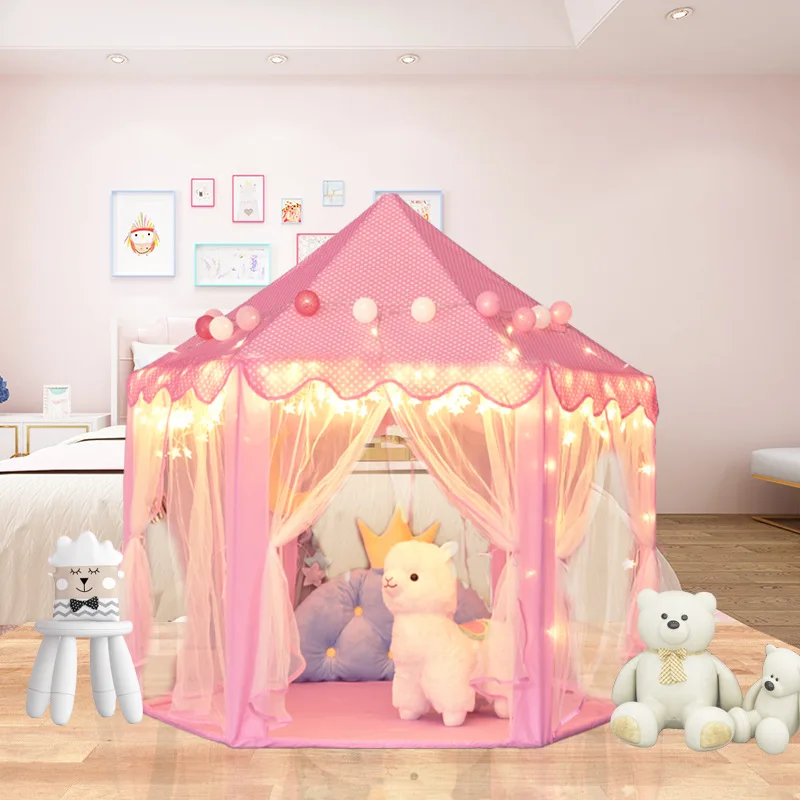 Customize Hexagon Play House indoor Child Tent Solid Color Princess Castle Fun Toy Tent
