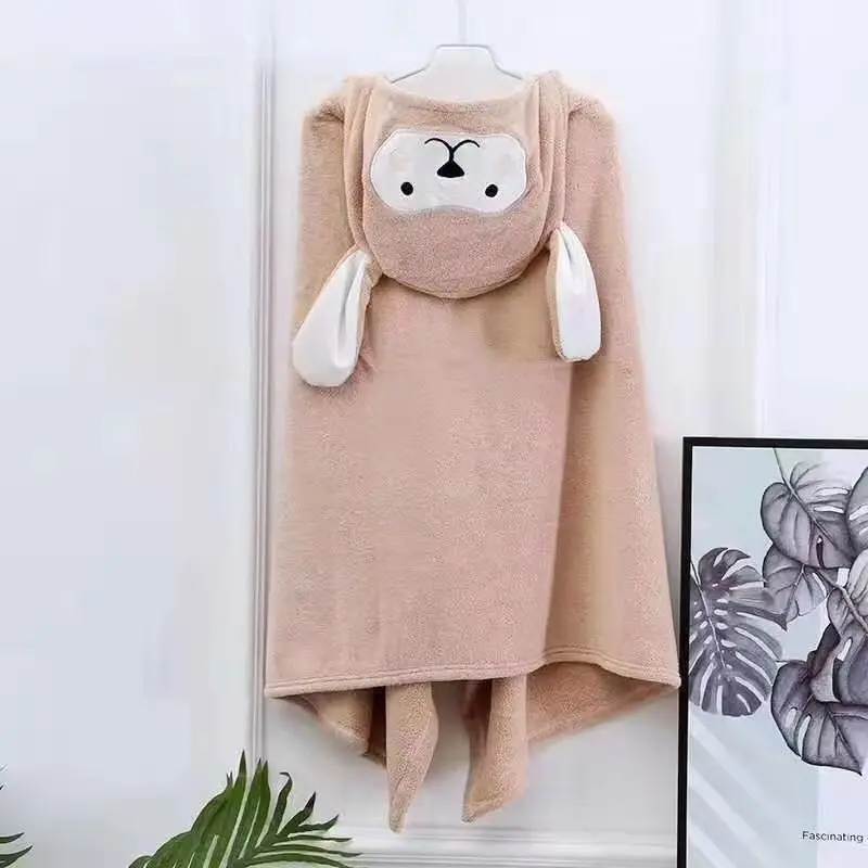 wholesale   Baby Bath Towel Flannel Fleece Cartoon Baby Hooded Poncho Towel