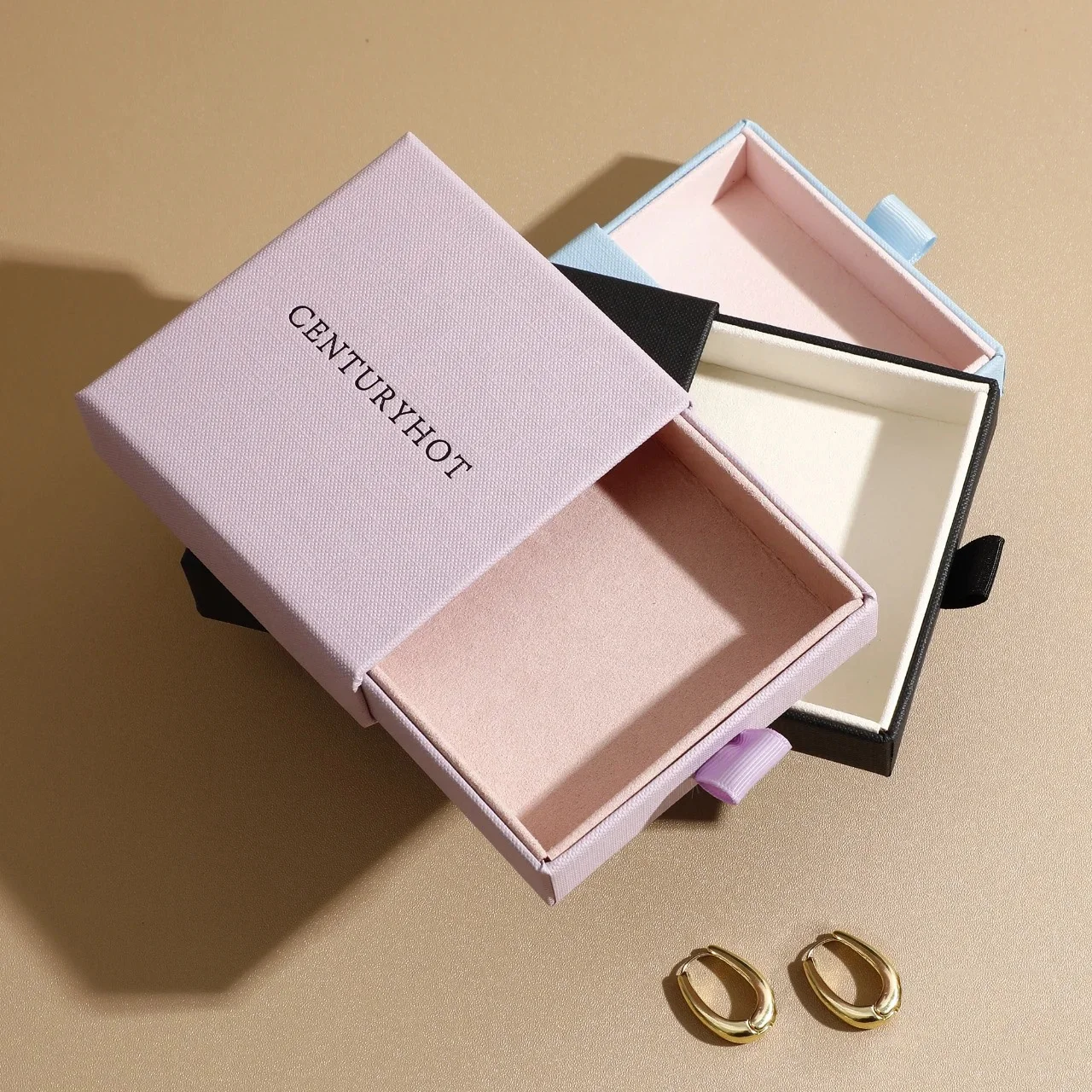 Wholesale Luxury Orange Kraft Storage Box from China Logo Gift Cardboard Jewelry Drawer Organizer with Gold Foil UV Printing