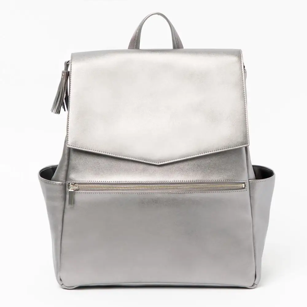 Custom Logo high quality new Vegan Leather Fashion Women Mommy Baby Diaper Nappy Wet Bag Backpack