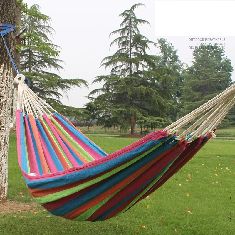Leisure Outdoor Single Thickened Canvas Hammock Swing Rope Outdoor Camping Supplies Hammock