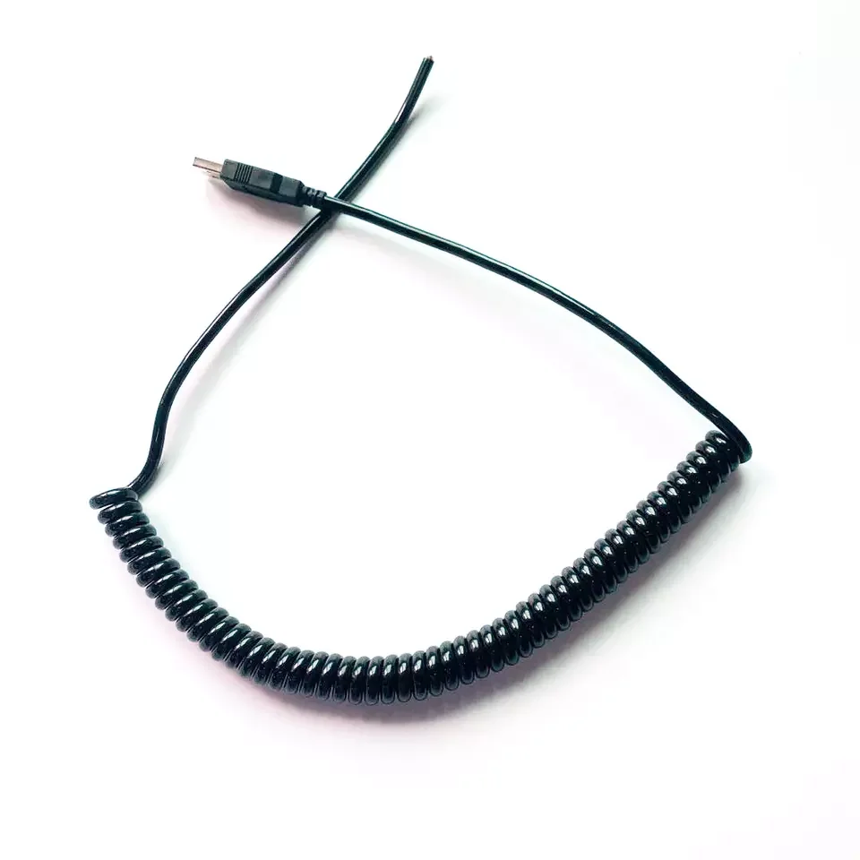 Electrical spiral cables Spiral coiled wire cable Coiled extension cords with USB plug