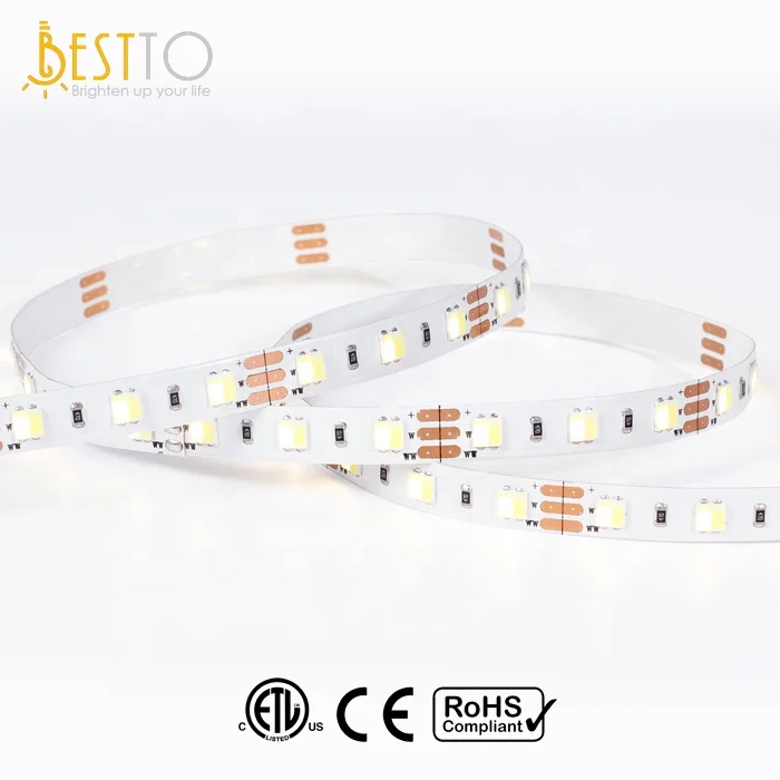 Высокий CRI динамический белый CCT 12/24 В 2 в 1 двухцветный 60 светодиодов 5050 Гибкие светодиодные ленты