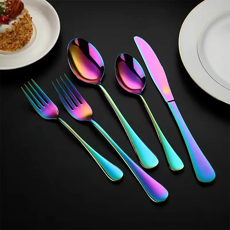 Wholesale High Quality Stainless Steel Knife Spoon Plated Wedding Restaurant Cutlery Sets Western Mirror Silverware Flatware Set