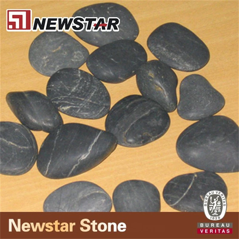 Pebble stone supplier, GRAVEL & SAND black polished grade-A river stone for garden outdoor floor paving custom size