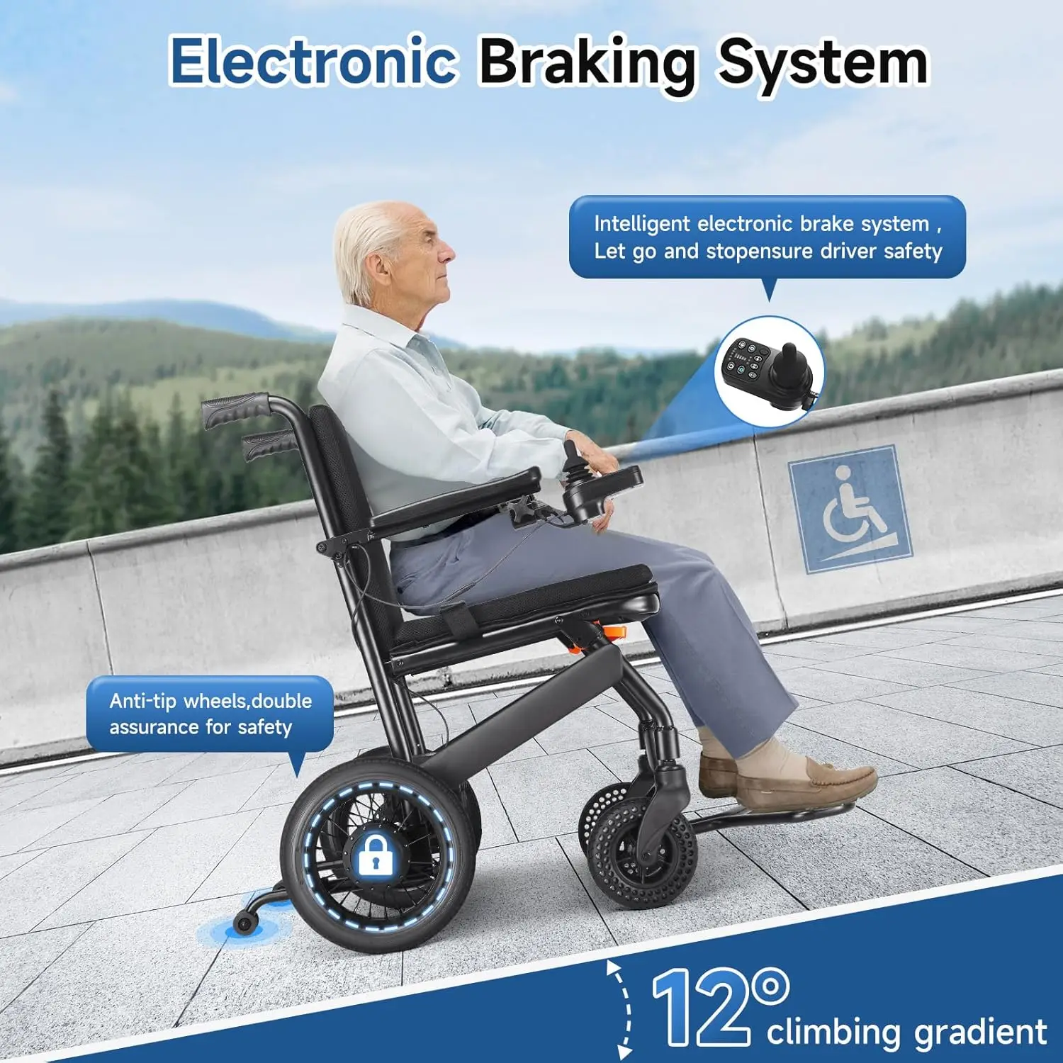 Lightweight Foldable Portable Power Electric Wheelchair for the Disabled-New Trending Rehabilitation Therapy Supply