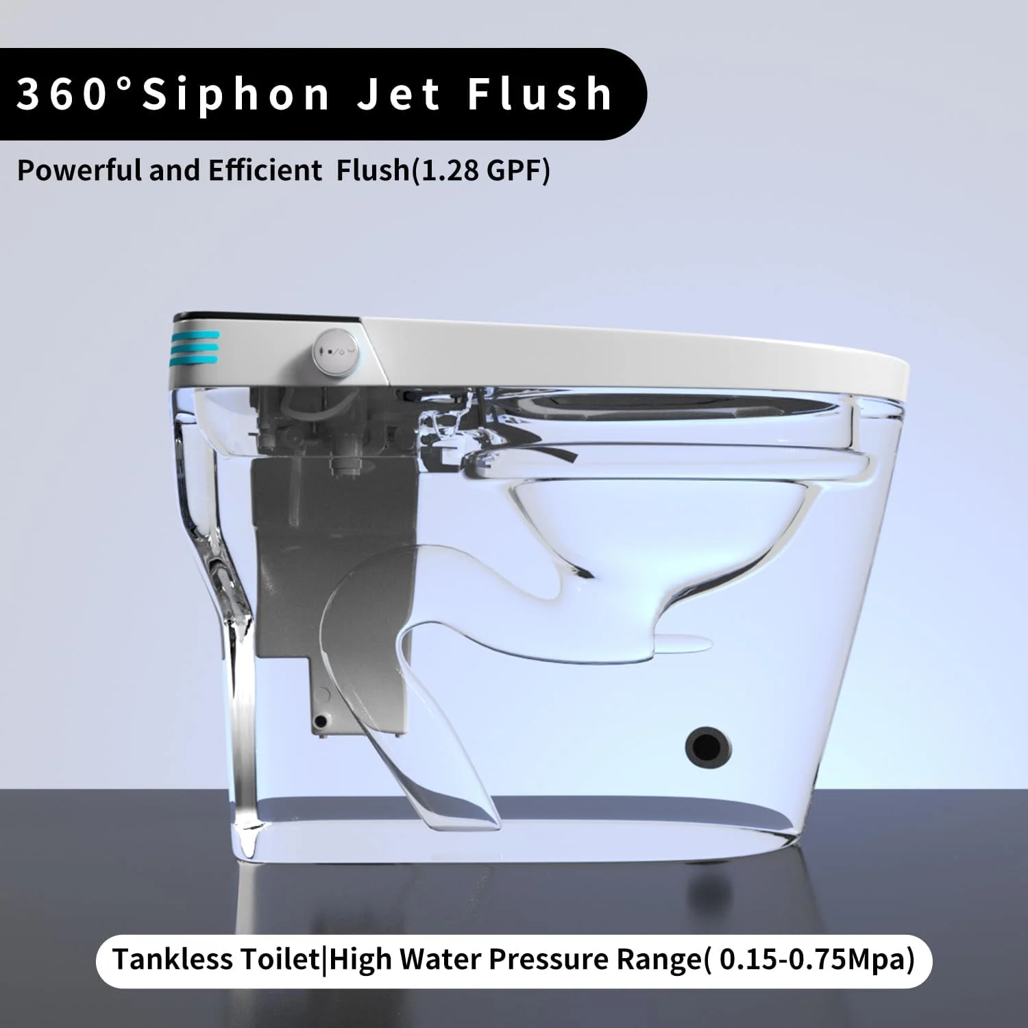 High-End Automatic Electric Ceramic Toilet Smart round Bowl with S-Trap Drainage Remote Control Function Floor Mounted Bathroom