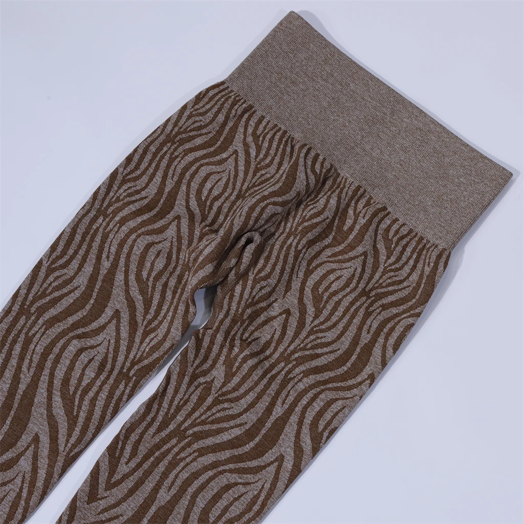 New Arrival Custom Women High Waist Yoga Pants activewear wholesale Mocha Zebra Seamless Leggings