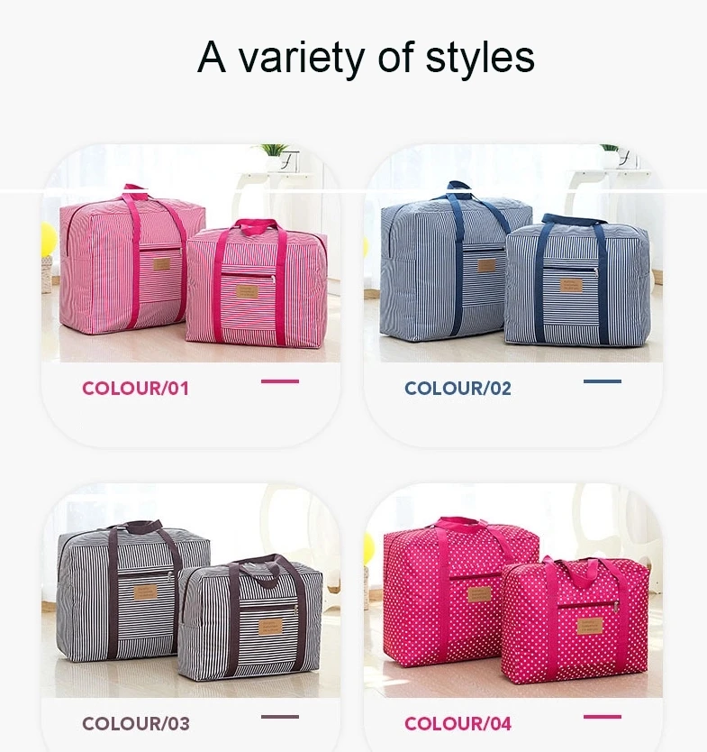 Free sample  multifunctional striped handheld clothes quilt Large oxford storage bags for travel luggage