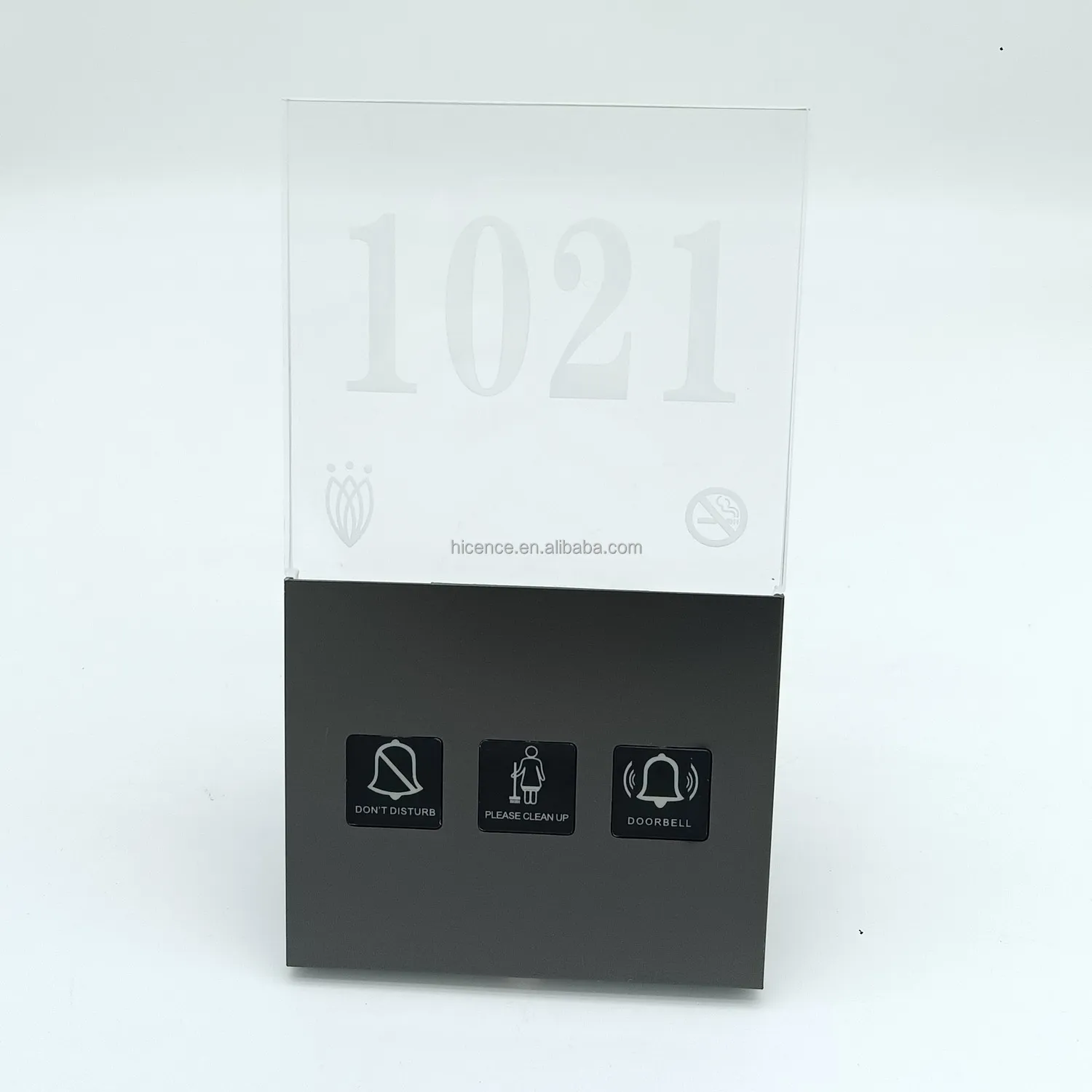 Newest 110V-220V transparent acrylic room number signs doorbell doorplate with DND for hotel guest room