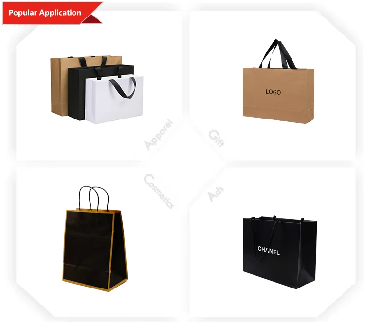 High Quality Reusable Brown Paper Kraft Shopping Bag White Cardboard Carrier Eco-Friendly Grocery Bags