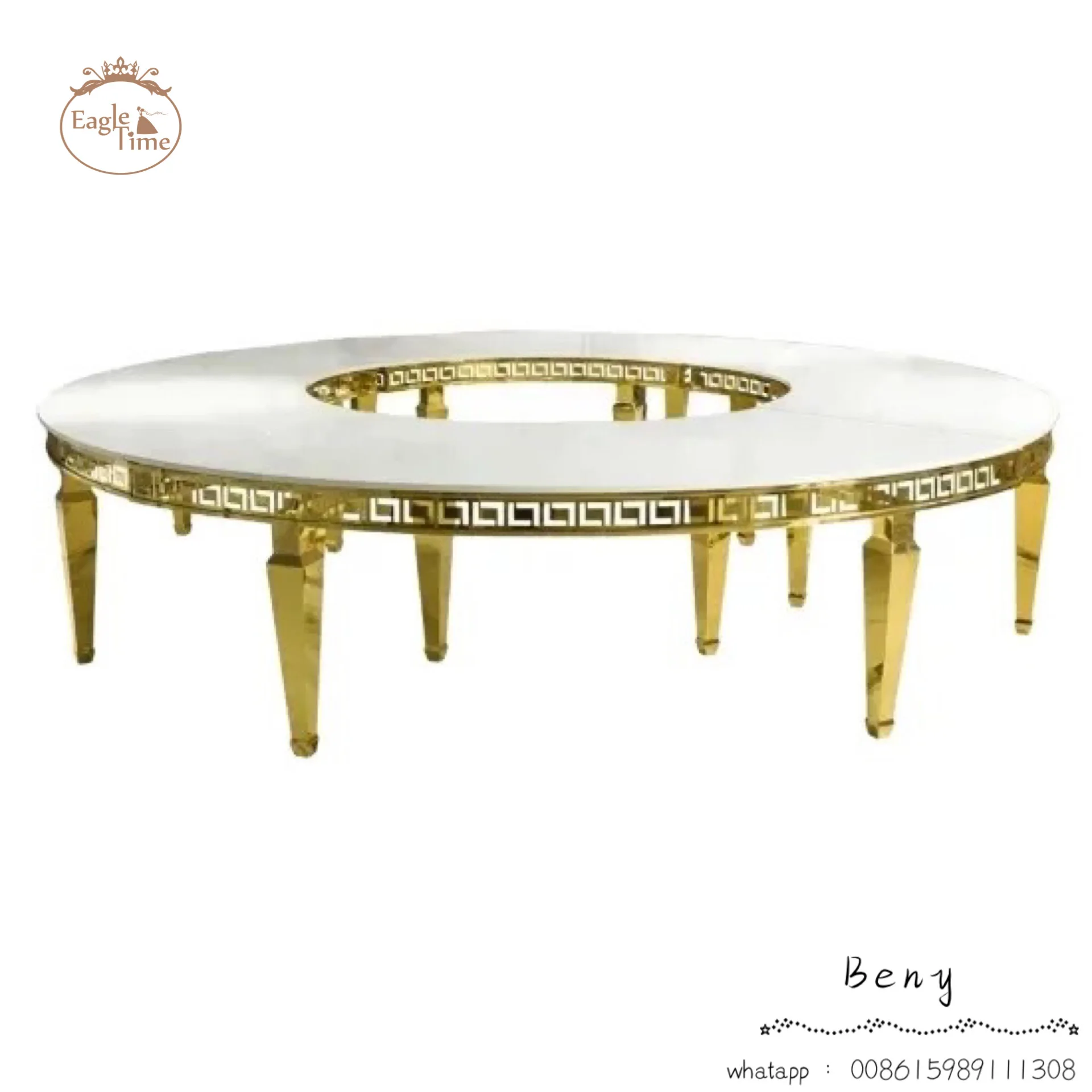 Metal Stainless Steel Half Circle Round Modern Design Wedding Banquet Event Party Dining Table