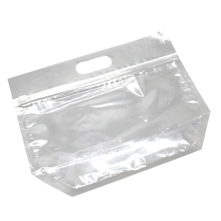 Factory Direct Sale wholesale Clear Plastic Flat Bottom Food Bag With Handle fruit vegetable packaging pouch with handle