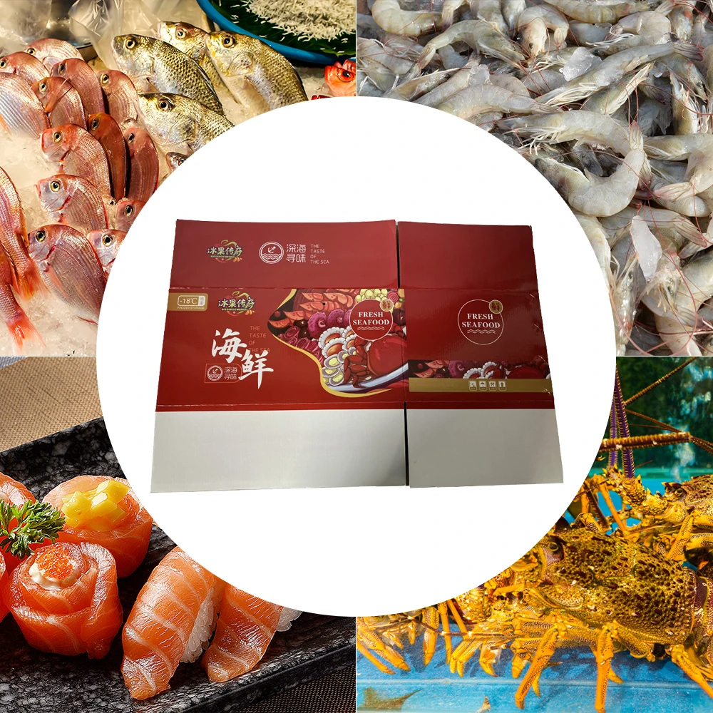 Customizable Seafood Box Shrimp Frozen Seafood Packing Boxes Frozen Food Packaging