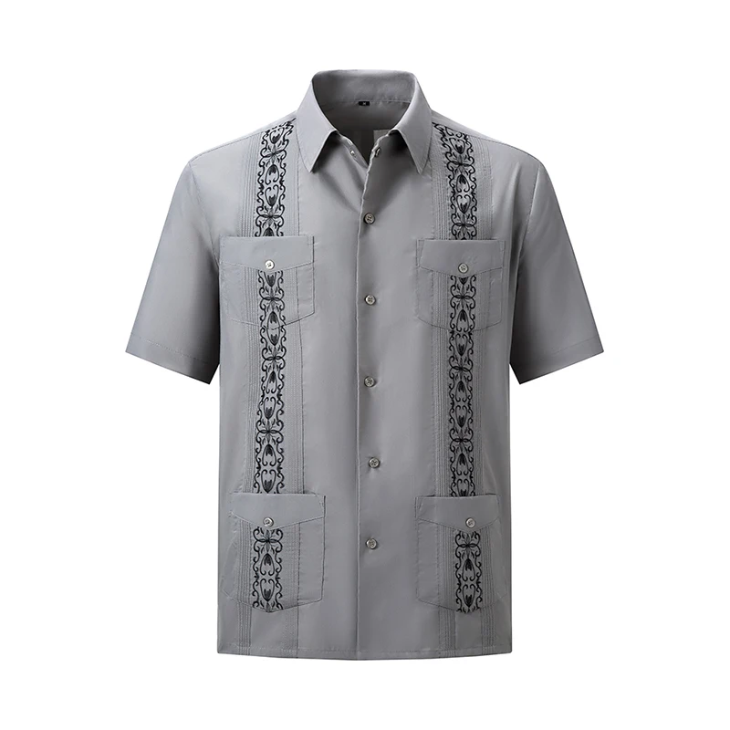 Мужская рубашка Guayabera с коротким рукавом и вышивкой разные цвета