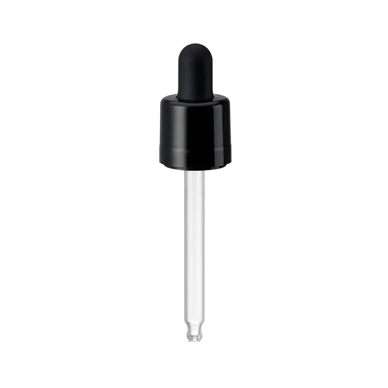 18/410 Tamper evident Child resistant  Calibrated Marked Glass black white Dropper Caps for Essential Oils Lab Health Care