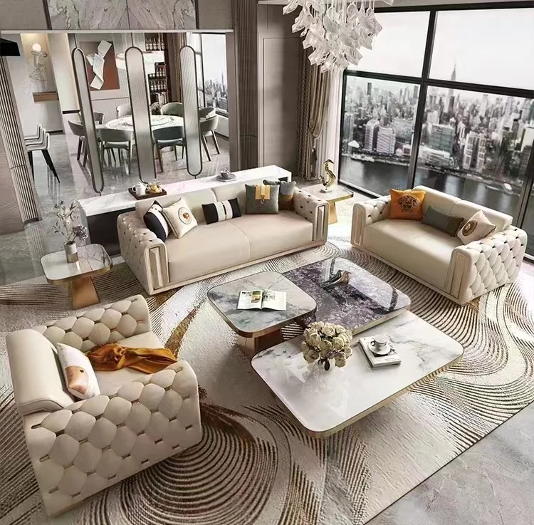 Italian Elegant Modern Luxury Micro Fiber Leather casa Sofa Furniture