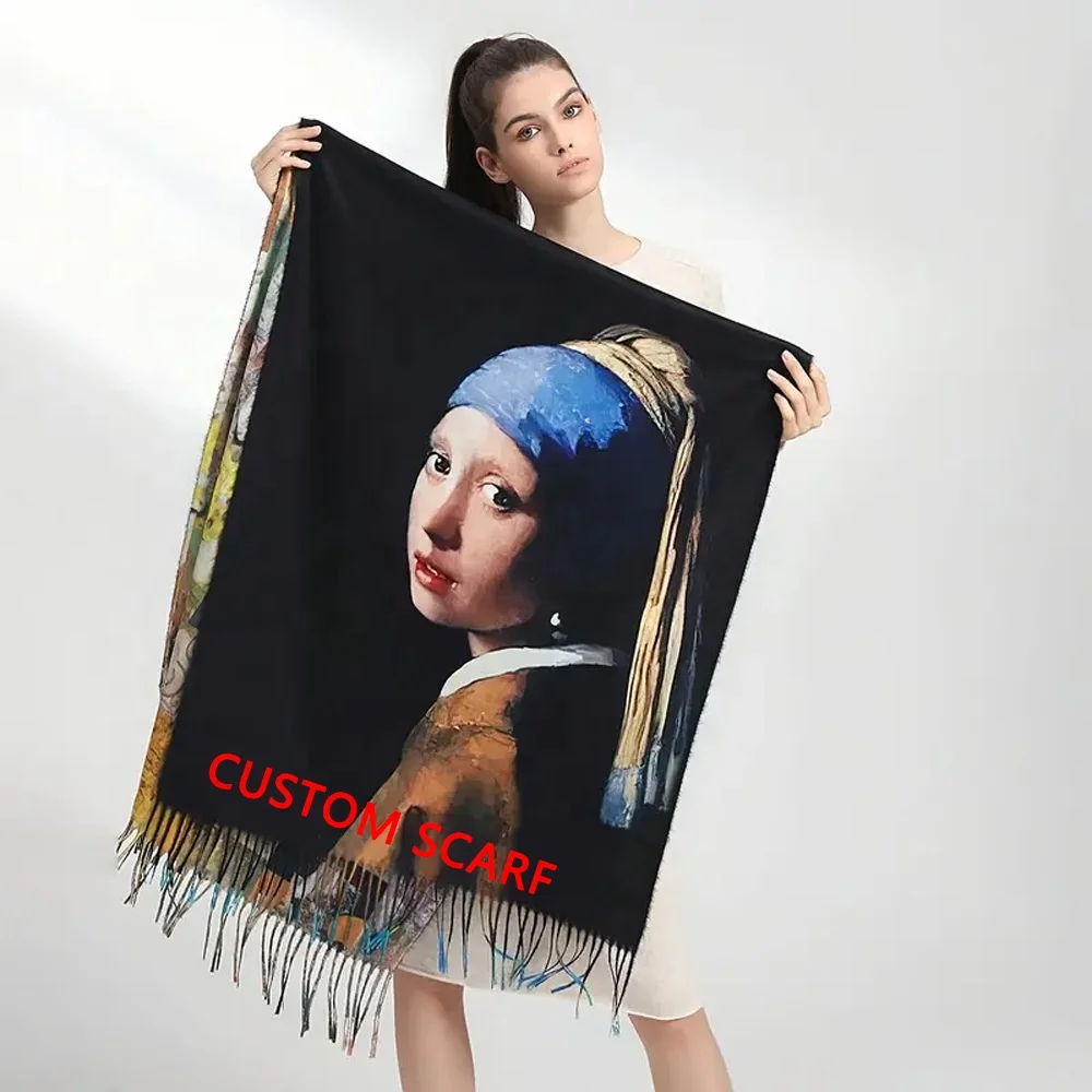 Factory Directly Sale 2024 Stylish Luxury Van Gogh Painting Scarf Fashion Custom Neck Warm Ladies Cashmere Print Shawl foulard