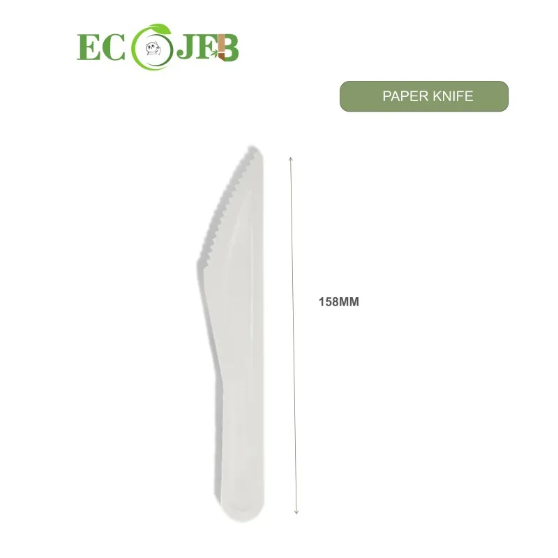 Disposable Paper Cutlery Biodegradable 6.2 Inch White Paper Knife