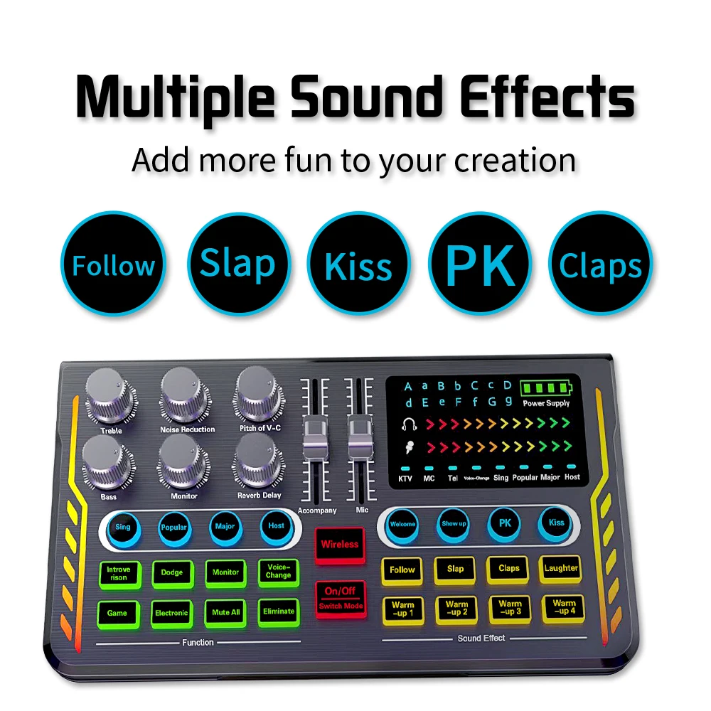 Hayner-Seek Special External Podcast Equipment Sound Card Mixer Full Set With Condenser Mic and Headset For Live Broadcast