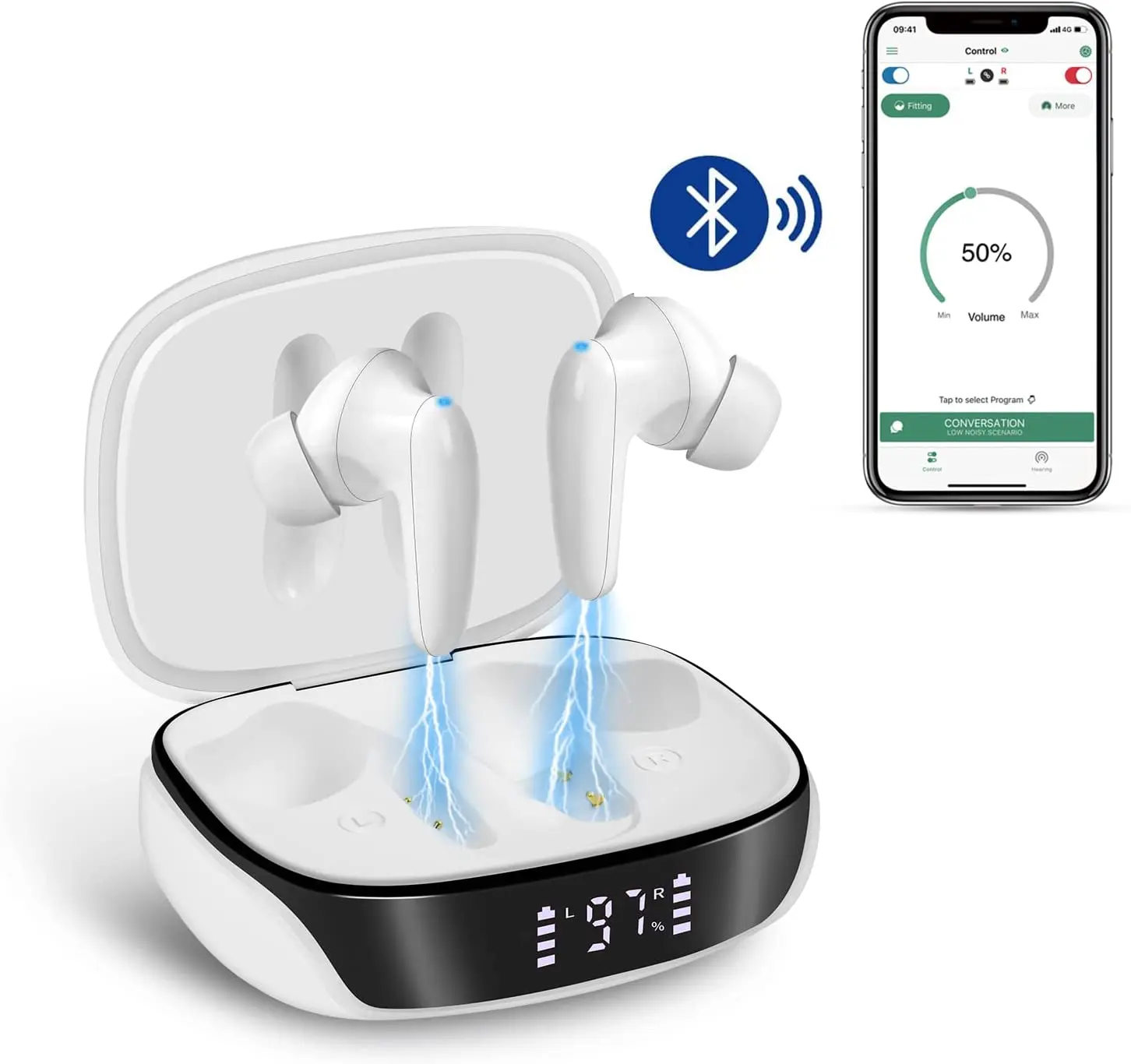 Earup Rechargeable Blue tooth Hearing Amplifier to Aids with APP Control for Seniors Adults