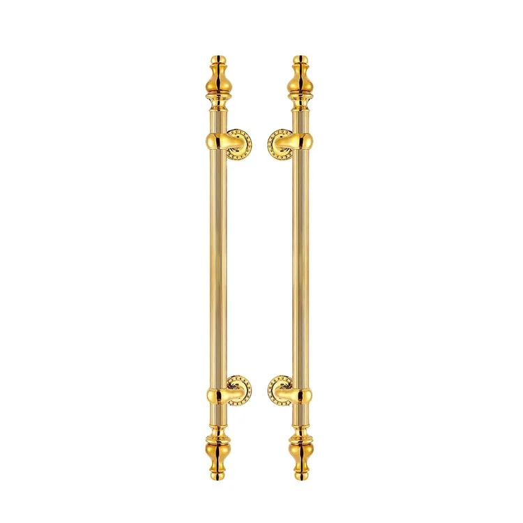 Luxury Brass Golden Handle Vintage Wooden Door Pull Handle Commercial l H Shape Push Pull Glass Door Handles