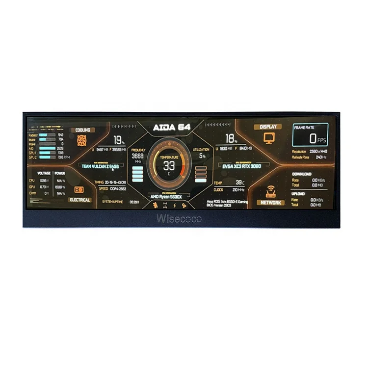 Wide Touch Screen Monitor 14 Inch Portable Monitor 3840*1100 4k Ips Aida64 Display Stretched Bar Monitor