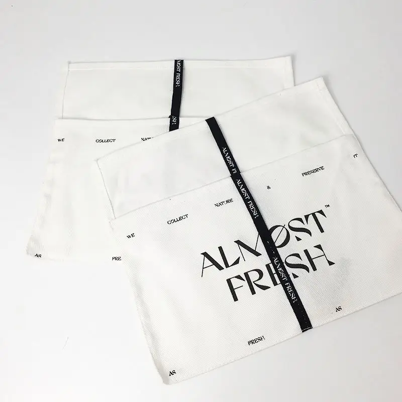 Custom flap cotton fabric envelope gift packaging bags Canvas Pouch Packaging with Tie