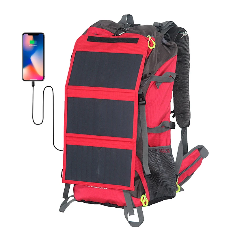 best selling solar panel backpack waterproof climbing bag 68L Hiking backpack with 20w Solar panel
