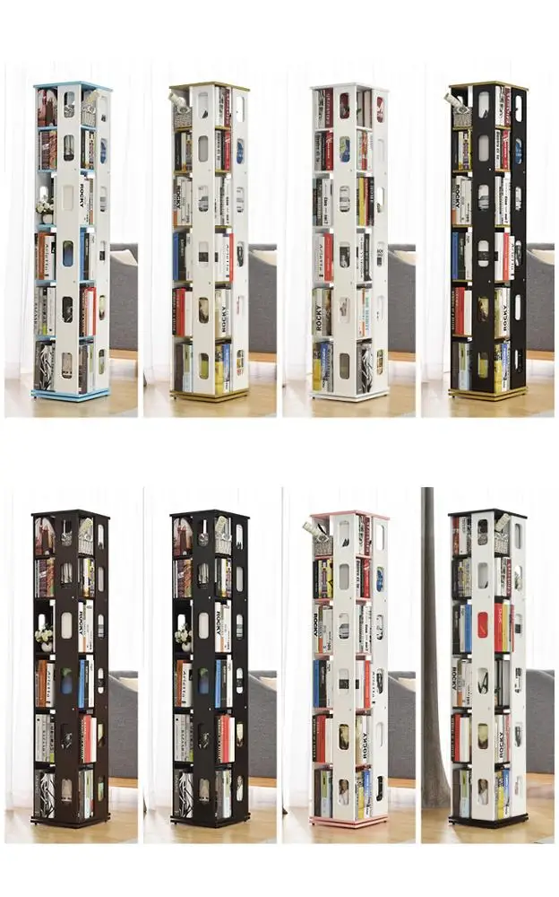 
6 tier furniture book shelf kids revolving bookcase for library living room 